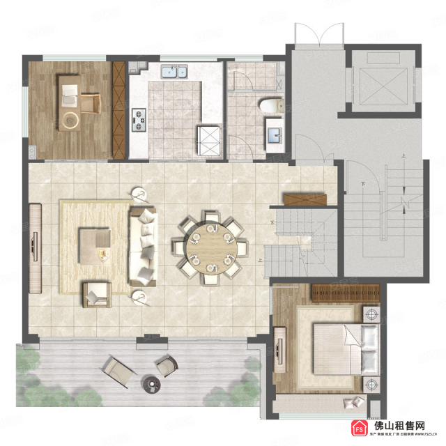 熙城国际3室2厅1卫120m05户型图-腾房云